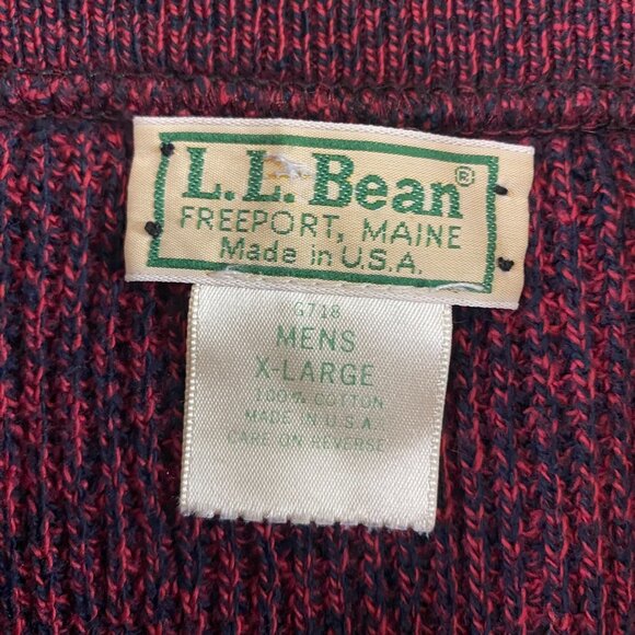 Vintage LL Bean Sweater Men's XL Fisherman 5 Button Henley Hethered Red Knit USA - Picture 5 of 10